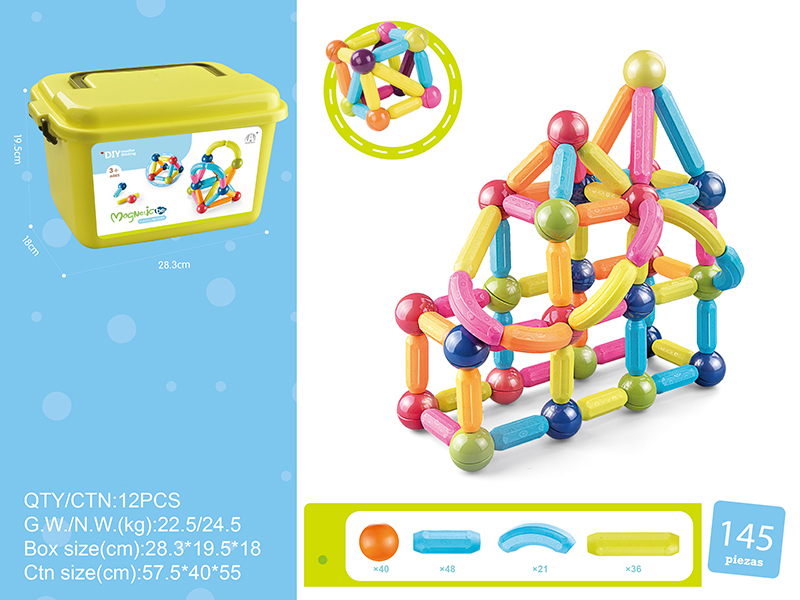 Small Size Magnetic Sticks 145PCS + Middle Storage Box