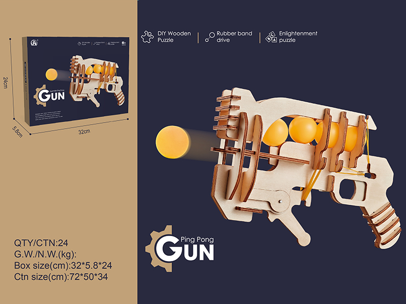 DIY Wooden Puzzle - Ping-Pong Ball Gun