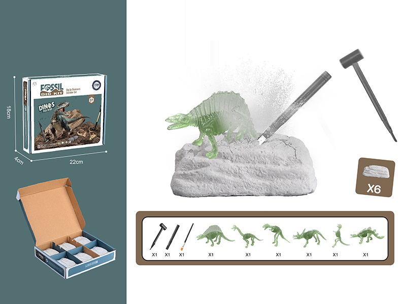 (6)Glow-In-The-Dark Dinosaur Fossil Archaeological Dig