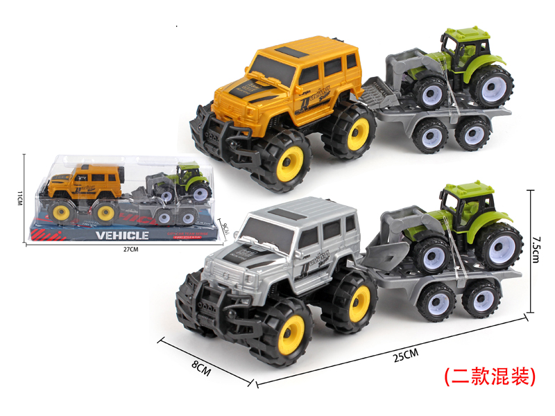 Friction Hummer+Pull Back Farmer'S Cart