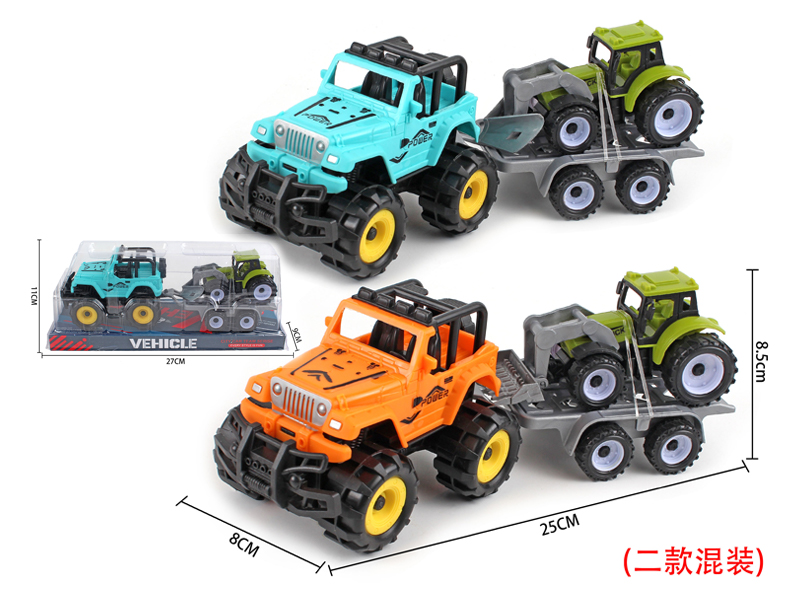 Friction Jeep+Pull Back Farmer'S Cart