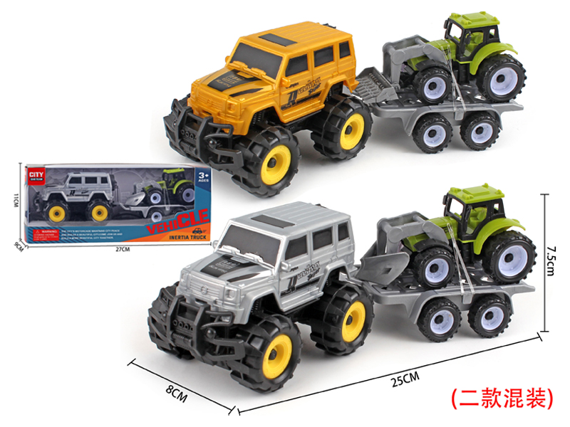 Friction Hummer+Pull Back Farmer'S Cart