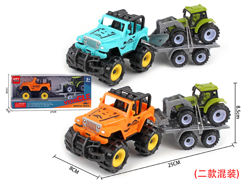 Friction Jeep+Pull Back Farmer'S Cart