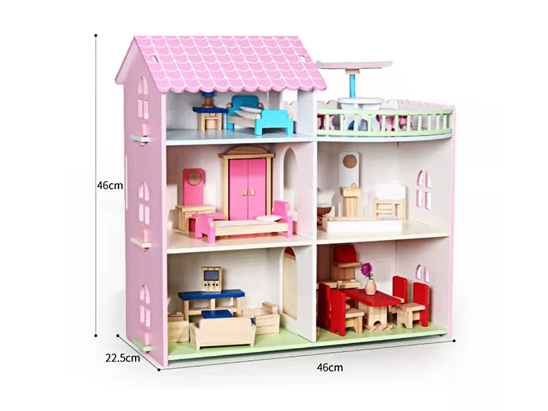 Three Storey Doll House Wooden Toys
