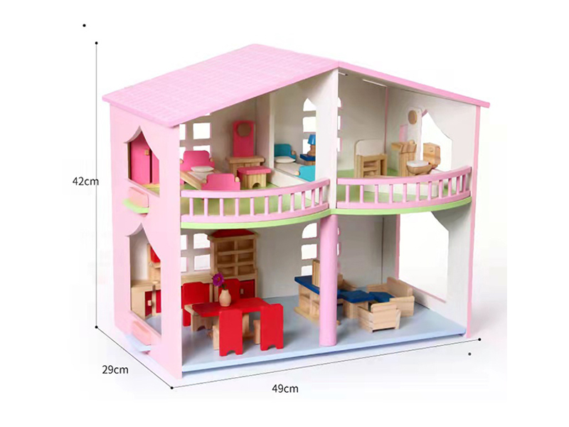 Double Railing Dollhouse Wooden Toys