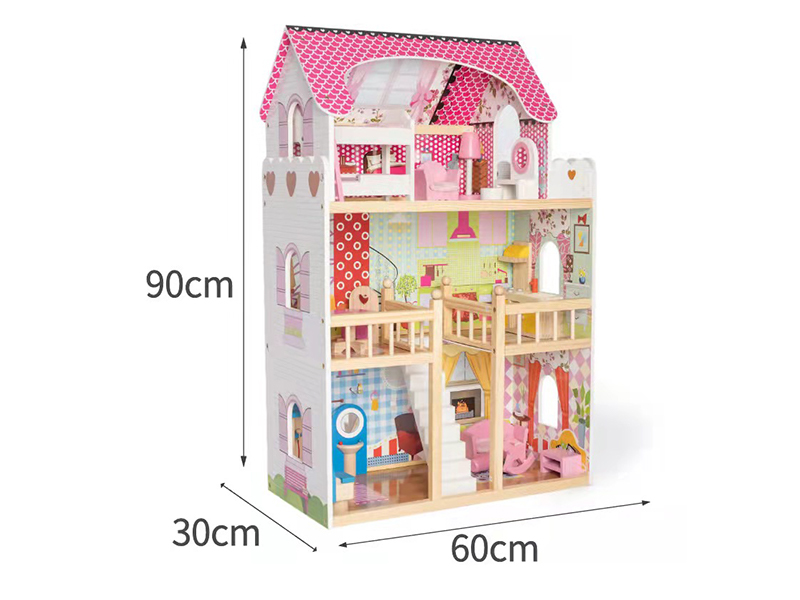 Pink Castle Doll House Wooden Toys