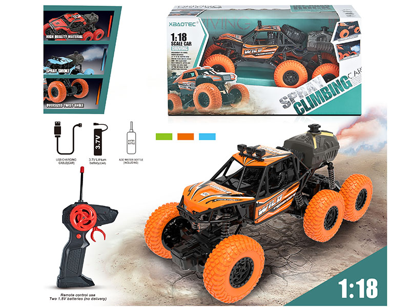 1:18 6-Wheel Remote Control Climbing Car With Light,Spray