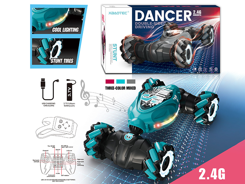 1:16 2.4G Remote Control Stunt Car With Light(Motion Sensing Watch + Handle Remote Controller)