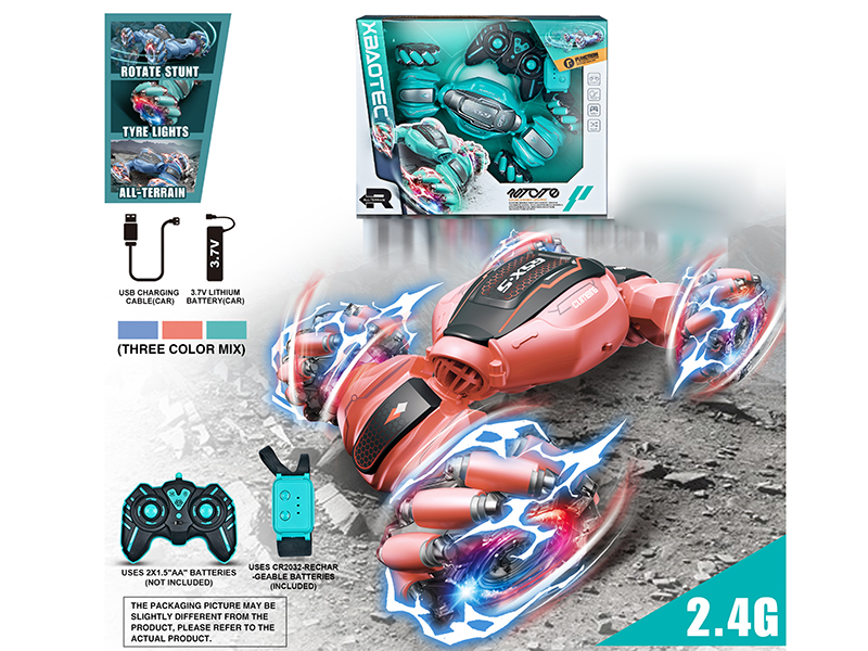 1:16 2.4G Remote Control All-Terrain Stunt Car With Light(Motion Sensing Watch + Handle Remote Controller)
