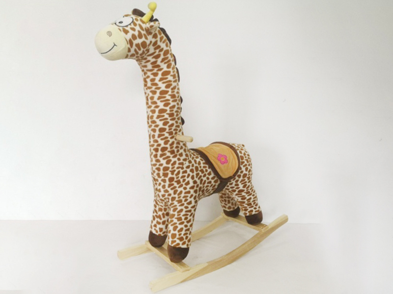 B/O Wooden Giraffe Rocking Horse With Music