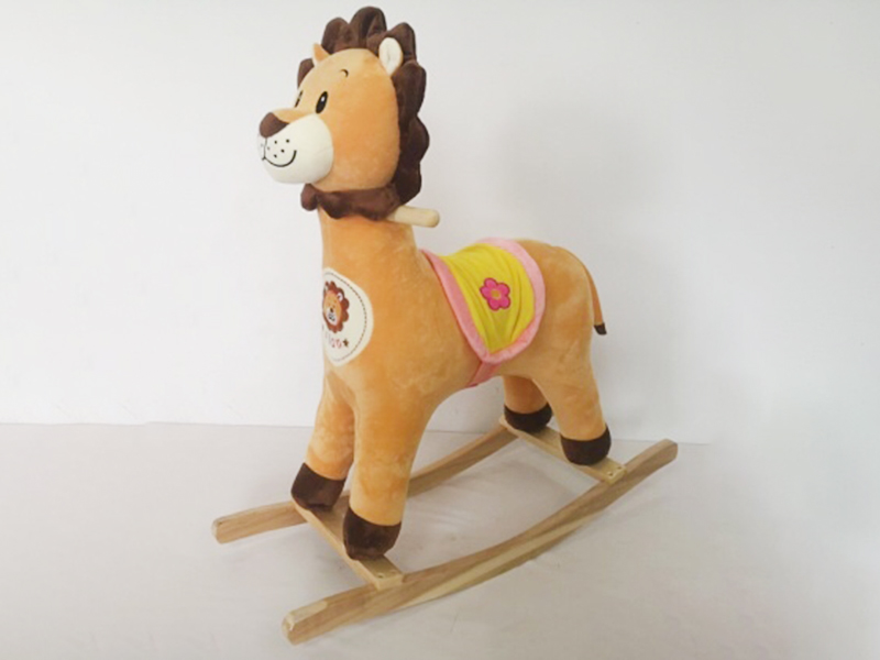 B/O Wooden Lion Rocking Horse With Music