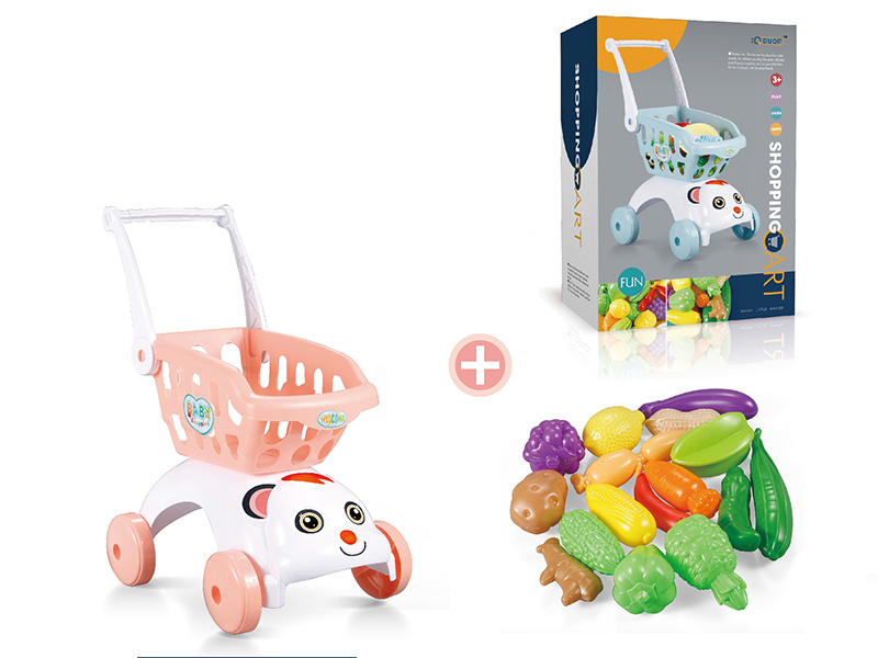 Orange Shopping Cart + Fruits And Vegetable Set (17pcs)