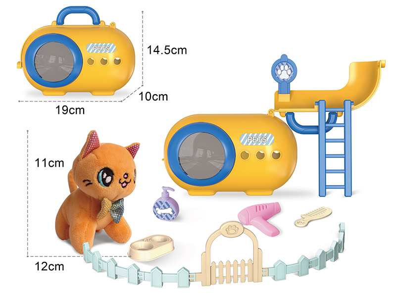 Plush Cat Pet Cage + Fence