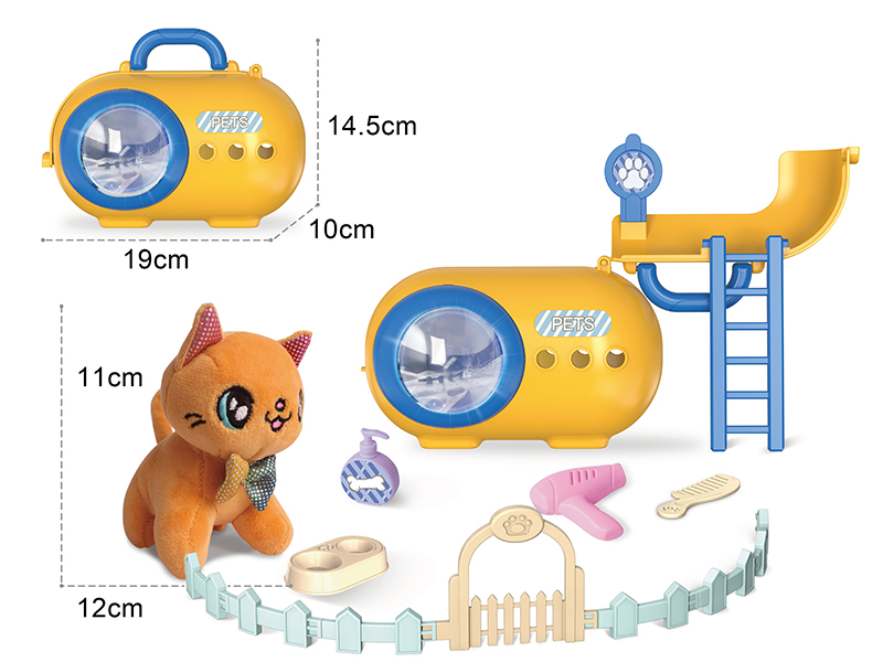 Plush Cat Pet Cage + Fence + Light