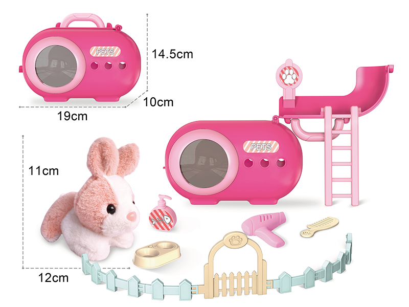 Plush Rabbit Pet Cage + Fence