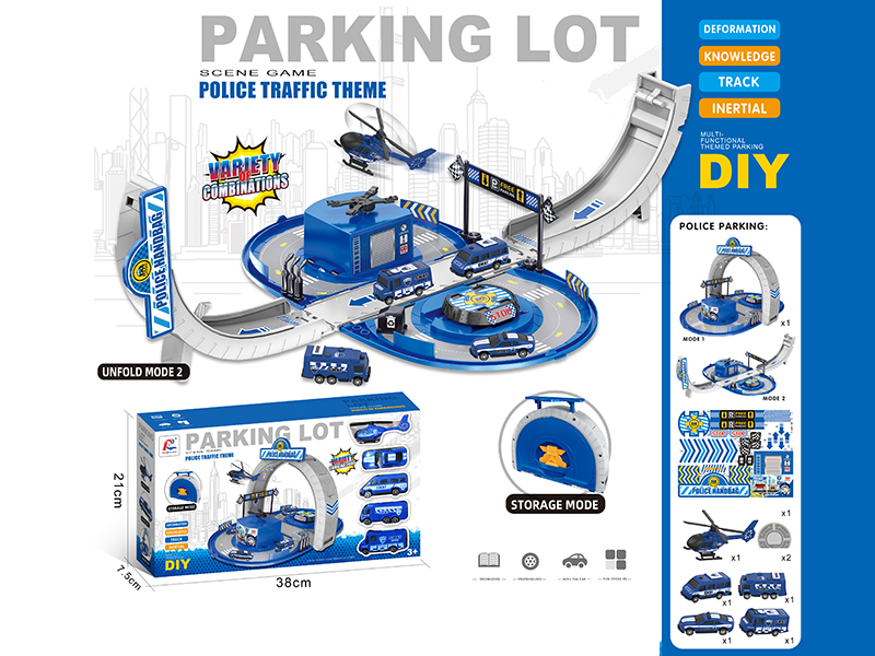 Storage Police Parking Lot + 5 Slide Cars