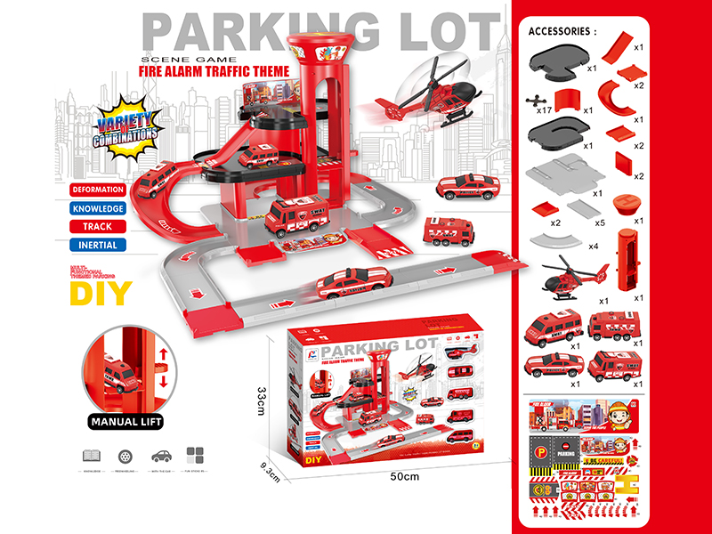 3 Layer Fire Control Parking Lot + 5 Cars