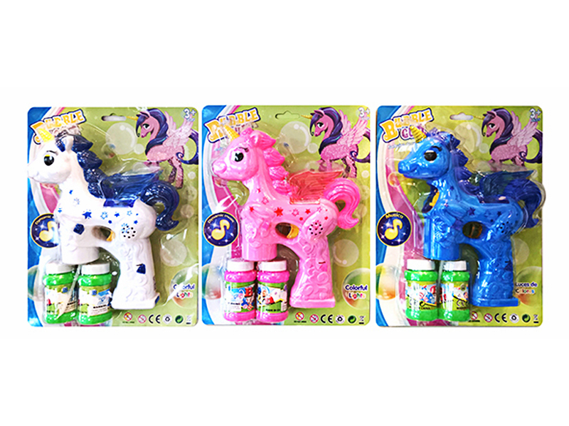 B/O Unicorn Pegasus Bubble Gun With Light And Music