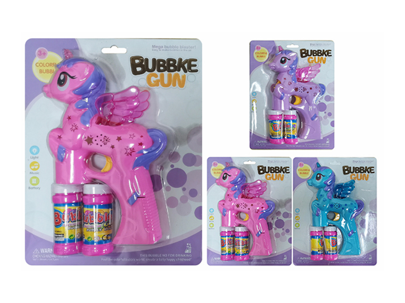 B/O Pony Bubble Gun With Light And Music