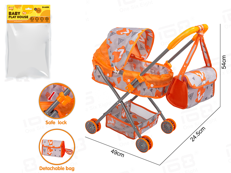 Baby Play House - Baby Sunshade Stroller (Made Of Iron) + Storage Basket + Handbag