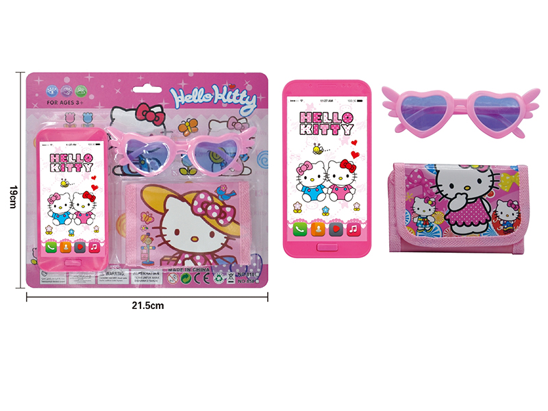 Hello Kitty Mobile Phone + Glasses + Wallet
