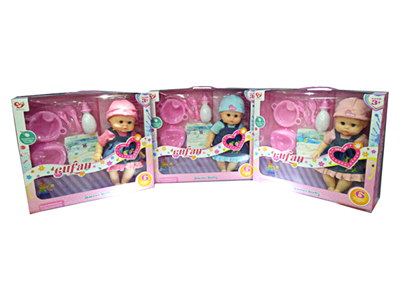 14 Inch Enamel Ic Girl Doll (Can Urinate+Denim Skirt)