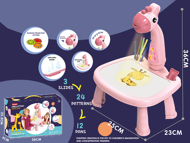 Fawn Projection Painting Table (Pink ,Without Music)