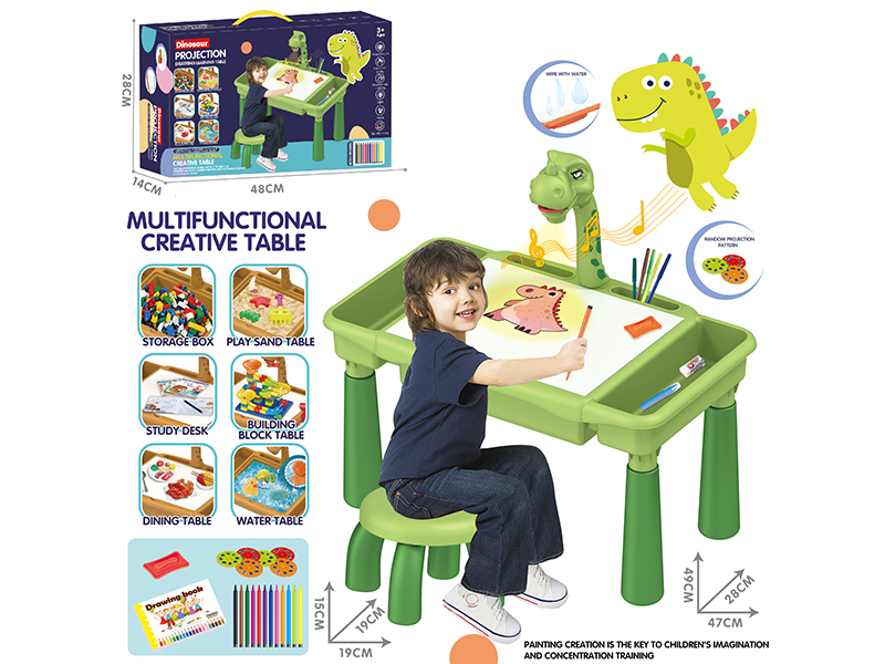Dinosaur Projection Drawing Learning Table (Green , Music)