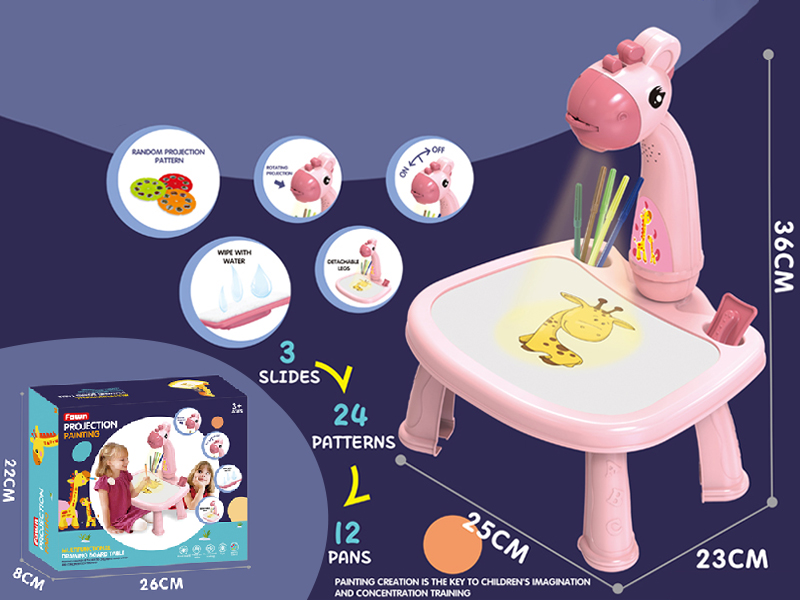 Fawn Projection Painting Table (Pink ,Without Music)