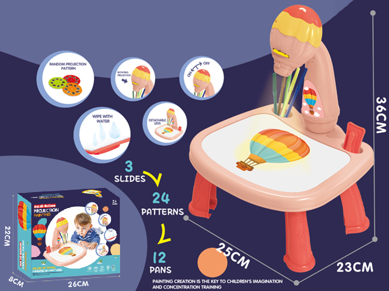 Hot Air Balloon Projection Painting Table (Pink ,With Music)