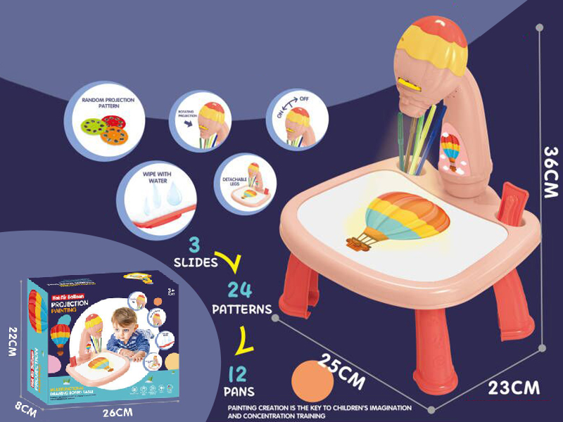 Hot Air Balloon Projection Painting Table (Pink ,Without Music)