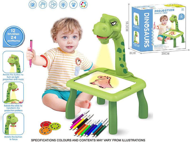 Dinosaur Projection Painting Table (Green ,Without Music)