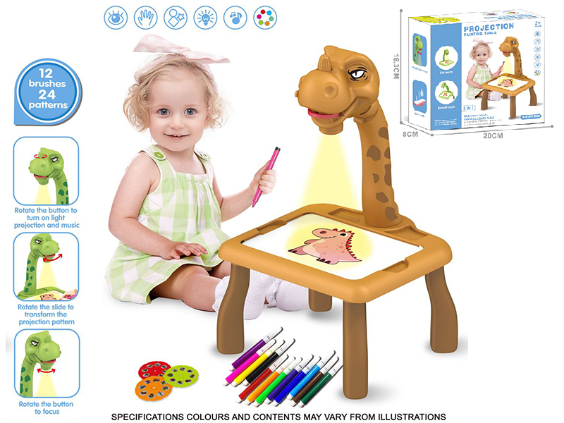 Dinosaur Projection Painting Table (Earthy Yellow ,Without Music)