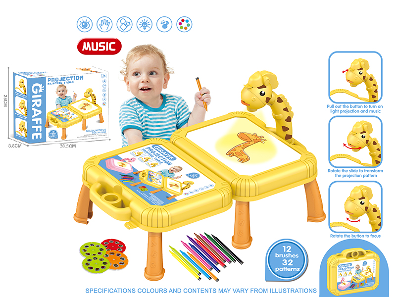 Fawn Multifunctional Projection Painting Table (Yellow ,With Music)