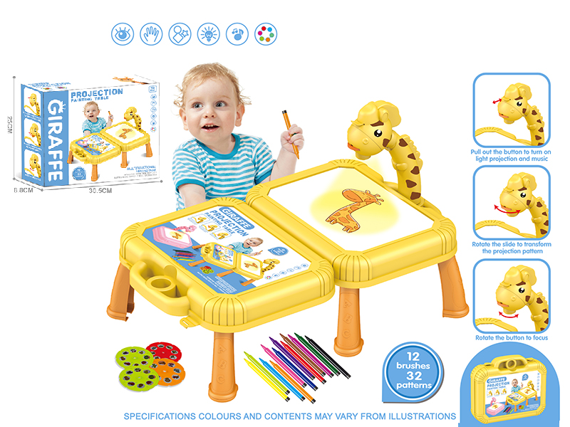 Suitcase Fawn Projection Painting Table (Yellow ,Without Music)
