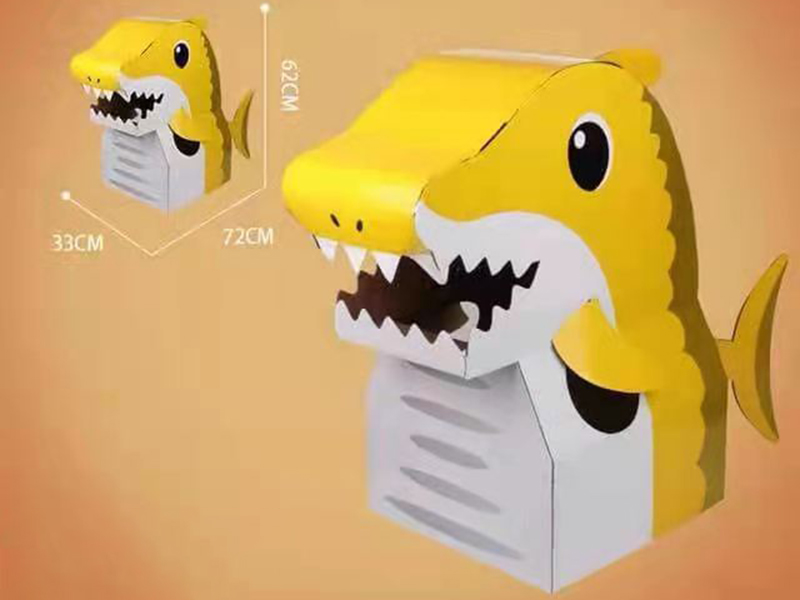 Wearable Cardboard Shark Cosplay(Yellow)