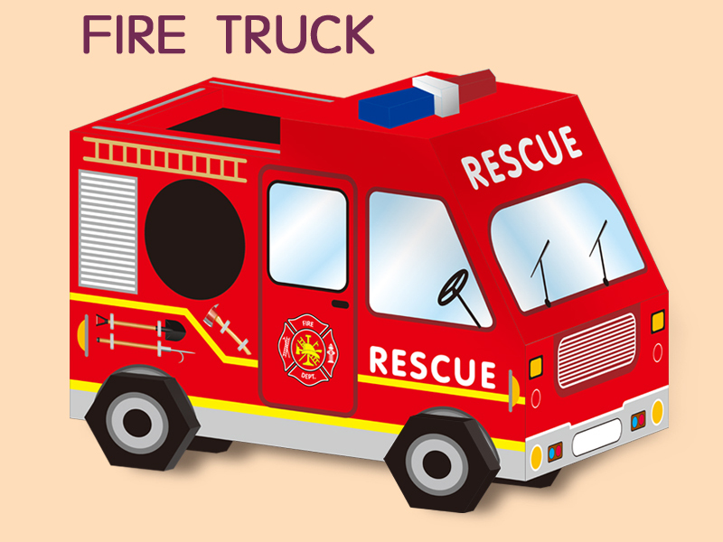 Wearable Cardboard Fire Engine Cosplay