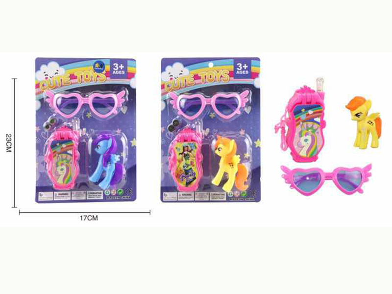 Fashion Girl Mobile Phone + Glasses + Pony