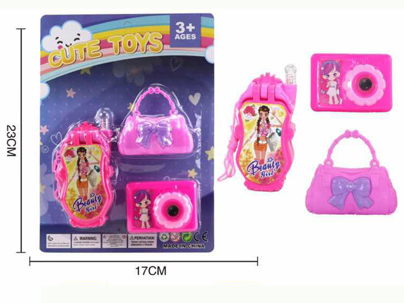 Fashion Girl Mobile Phone + Handbag + Camera