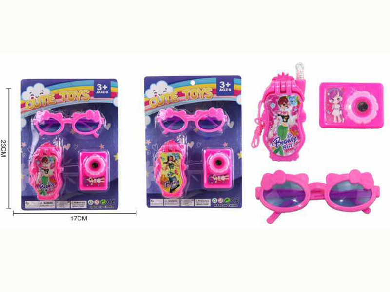 Fashion Girl Mobile Phone + Glasses + Camera