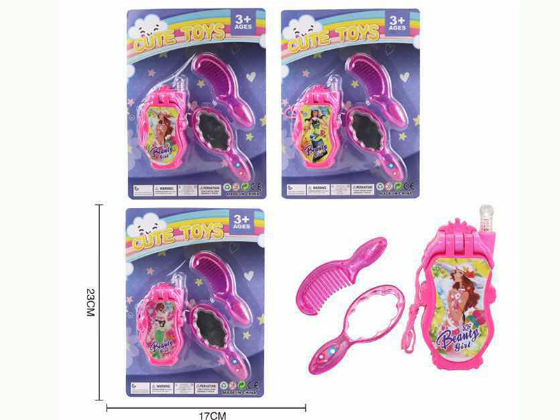 Fashion Girl Mobile Phone + Mirror + Comb