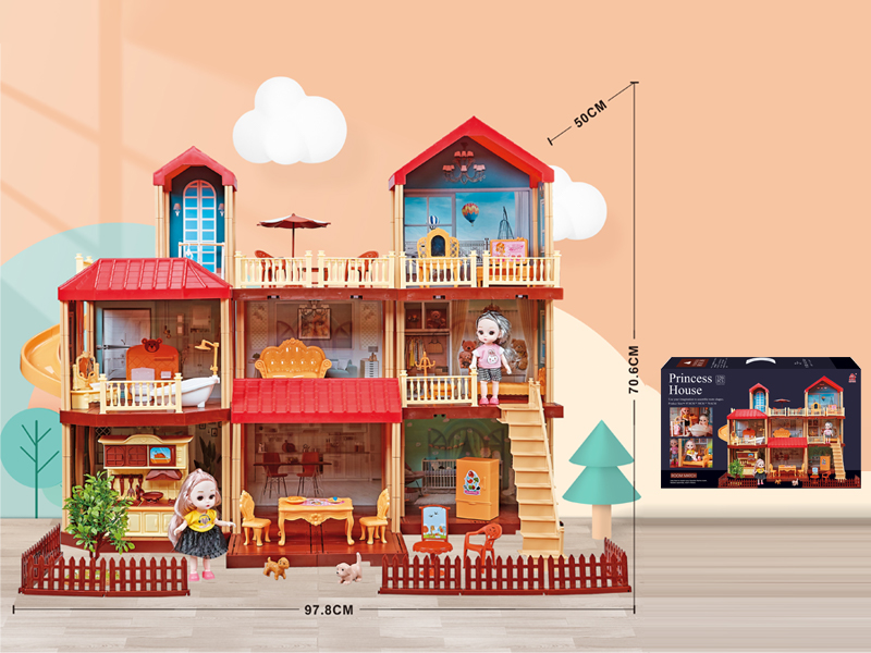 Self Decorated Villa +2PCS 6 Inch Doll