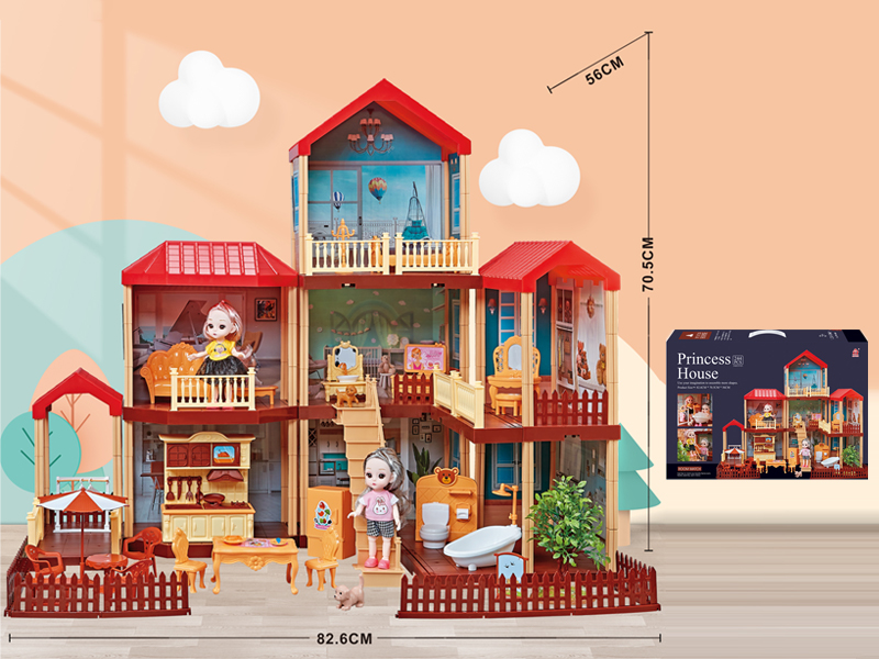 Self Decorated Villa +2PCS 6 Inch Doll
