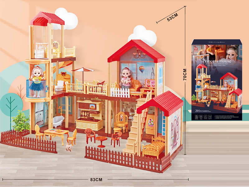 Self Decorated Villa +2PCS 6 Inch Doll
