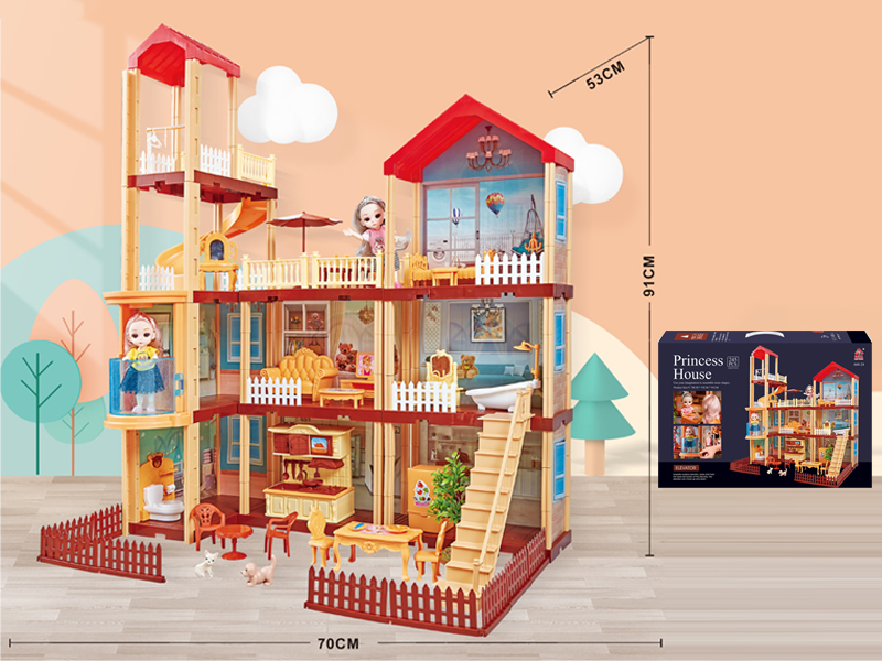 Self Decorated Villa +2PCS 6 Inch Doll
