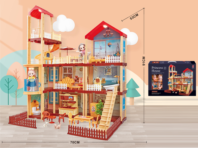 Self Decorated Villa With Light+2PCS 6 Inch Doll
