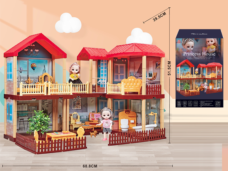 Self Decorated Villa +2PCS 6 Inch Doll