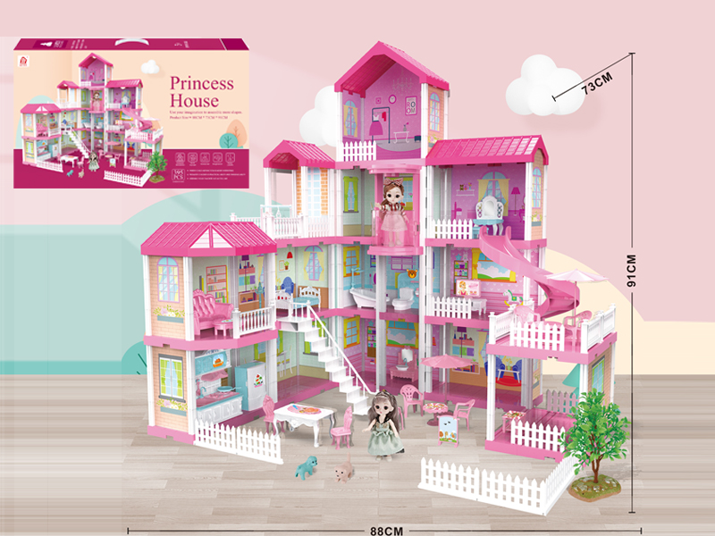 Self Decorated Villa + 2PCS 6 Inch Doll