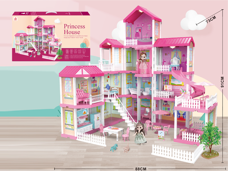 Self Decorated Villa With Light + 2PCS 6 Inch Doll