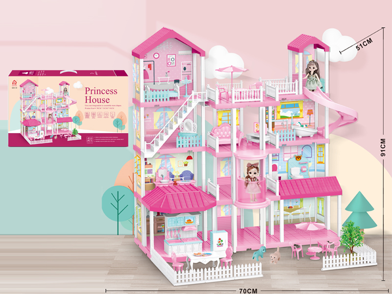 Self Decorated Villa + 2PCS 6 Inch Doll